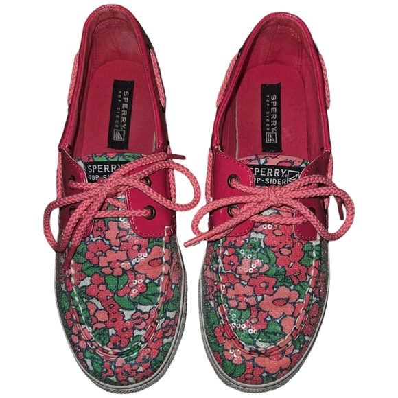 Sperry Shoes - Sperry Top-Sider Lace Up Floral Sequin Boat Shoes